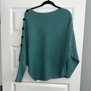 Faith and Zoe Teal Sweater with Black Buttons xl